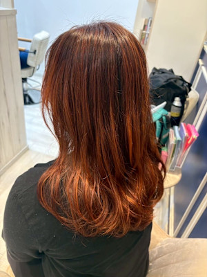 くびれヘア/アプリコットオレンジ/夏のヘアアレンジ