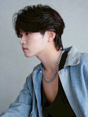 韓国マッシュブルーブラックフェザーパーマ_ba550651