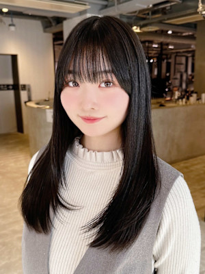 ロングおくれ毛美髪前髪カット顔周りレイヤー_ba548851