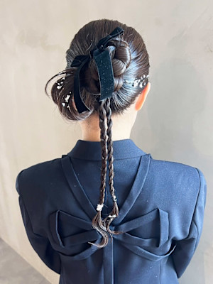 ロング顔周りレイヤー韓国ヘア美髪おくれ毛_ba547611