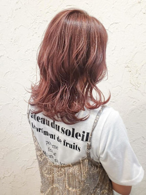 【Flor】*くびれロブ+３Dカラー+ダスティピンク*