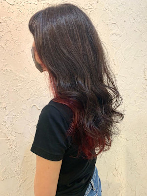 【Flor】*ロングウェーブ+インナーラズベリー*