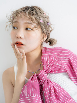 艶髪ハイトーン♪お団子ボブアレンジ