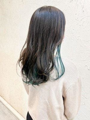 【Flor】*インナーカラー+グリーン×アッシュ*