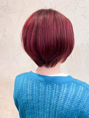 【Flor】*小顔ショート+カシスピンク*