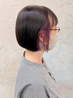 【Flor】*インナーカラー+バーガンディ×ブラウン*