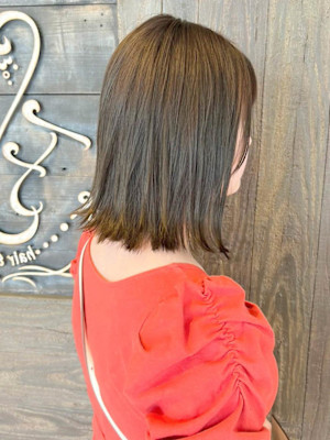 【Flor】*外ハネボブ+オリーブベージュ*