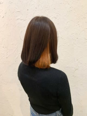 【Flor】*インナーカラー+オレンジ+シンプルボブ*