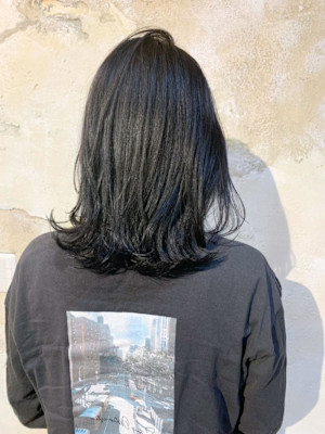 【Flor】*外ハネミディ+ネイビーブラック*