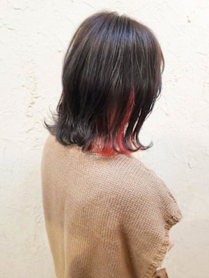 【Flor】*イヤリングカラー+ベリーレッド×アッシュ