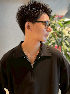 スパイキーショート メンズショート アップバング 眉カット