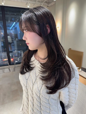 髪質改善＊黒髪毛先レイヤーカットロング【Zina京都河原町】