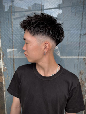 【大村指名】メンズカットスキンフェードスパイキーショート登戸