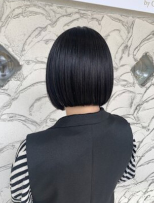 きりっぱなしボブ|ミニボブ|ショートボブ|ブルーブラック