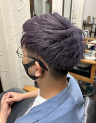 ケアブリーチ|メンズショート|ラベンダーアッシュ【花巻】