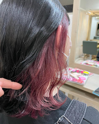 グレージュ/ピンクパープル　インナーカラー