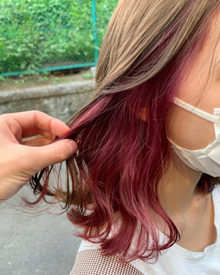 ピンクパープル×グレージュ　インナーカラー