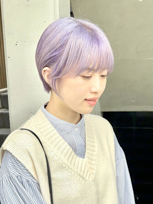 ショートボブ/ハイトーンショート/ブリーチカラー/マッシュ