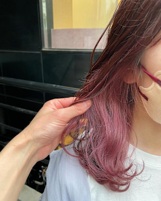 ピンクインナーカラー　ピンクブラウン