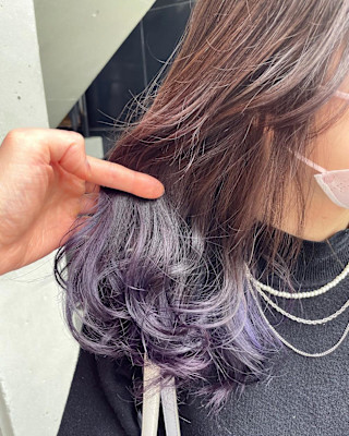 ラベンダーグラデーション/裾カラー/インナーカラー