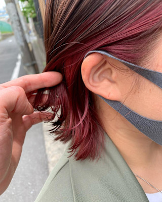 外はねボブ×ピンクインナーカラー