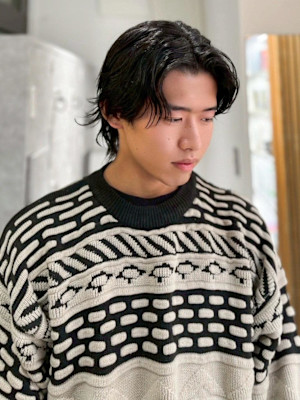 （takumi）センターパート/ウルフヘアー/毛流れパーマ