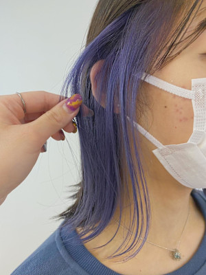 インナーカラー【black×blue lavender】