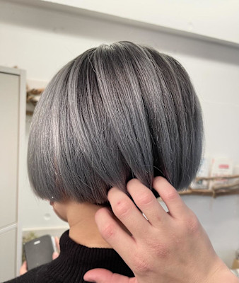 シャドールーツ/ボブ/刈り上げ/アッシュグレー