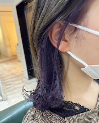 ラベンダー×イヤリングカラー　インナーカラー