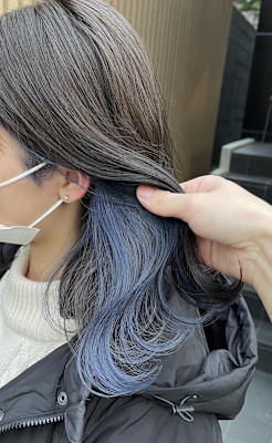 インナーカラー/イヤリングカラー/ブルー/ネイビー