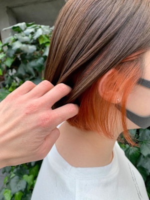 インナーカラーボブ　オレンジ
