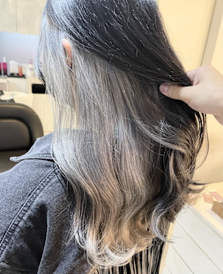 インナーカラー/ホワイトグレー/ブルーブラック/韓国風