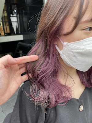 インナーカラー/ピンクラベンダー/ミルクティーピンク