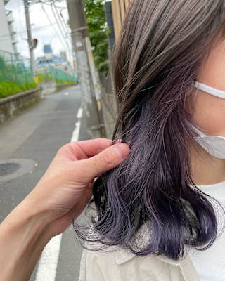 ラベンダーインナーカラー×グレージュ