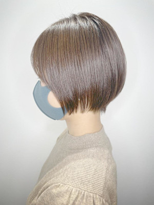 丸み/大人ショートボブ/耳かけ