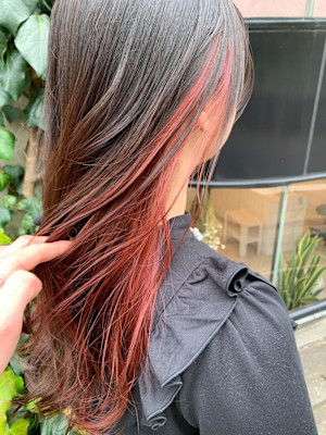 インナーカラー　グラデーションピンク