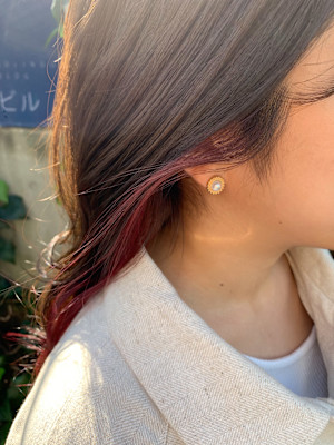 イヤリングカラー　ピンク&ピンクベージュ