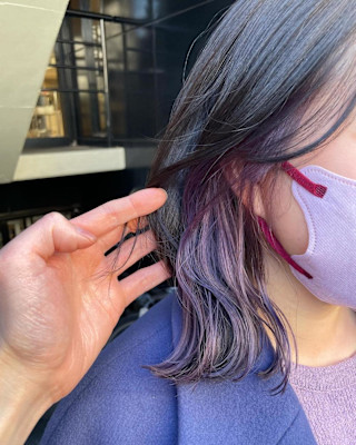 ラベンダーインナーカラー/ラベンダーピンク/波巻き