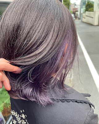 ピンクラベンダー/インナーカラー/ボブウルフ