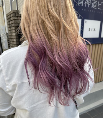 グラデーションカラー/ブロンド/パープル