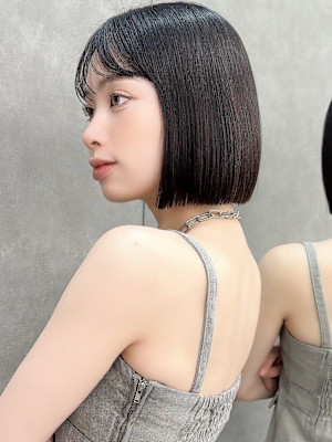 ボブ/レイヤーカット/縮毛矯正/韓国ヘア/顔周り/原宿/前髪