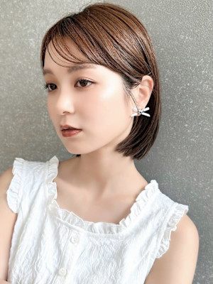 ボブ/レイヤーカット/縮毛矯正/韓国ヘア/顔周り/原宿/前髪