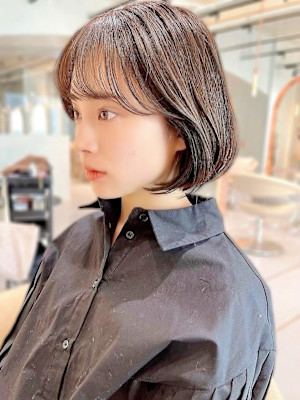 ボブ/レイヤーカット/縮毛矯正/韓国ヘア/顔周り/原宿/前髪