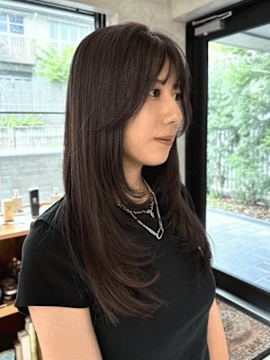 顔まわりレイヤー/グレージュ/透明感カラー