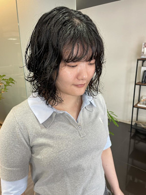 [風花]ニュアンスボブパーマ/前髪クロスパーマ