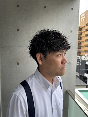 ニュアンス波巻きパーマ × マッシュショート