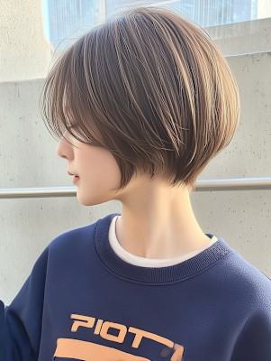 ショート 髪質改善 くびれヘア ボブ 透明感カラー ２０代