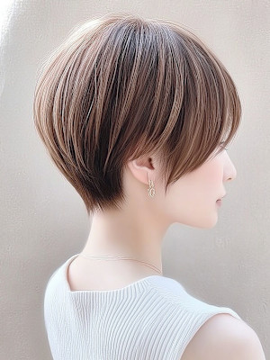 ショート くびれヘア ハンサムショート アッシュカラー