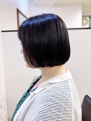 【白髪染めでも透明感を🫧】ダークグレージュ✖️艶髪ボブ