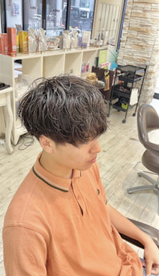 メンズツーブロマッシュシャドウパーマ